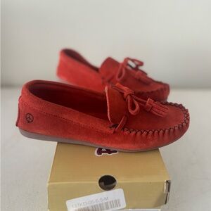 Peace Moccasins Red Suede Moccasins